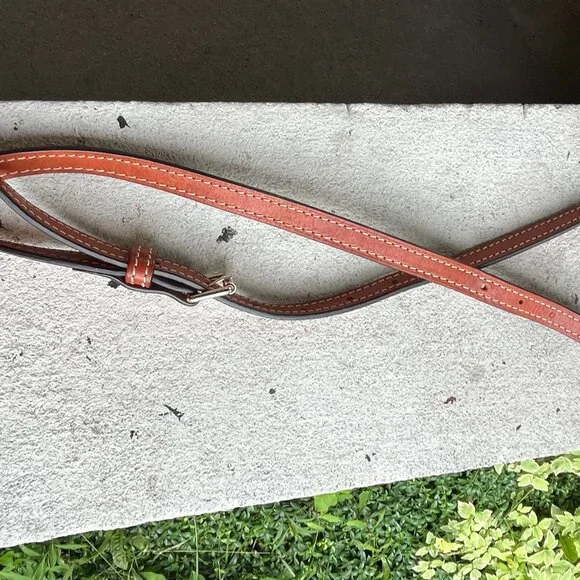 DOONEY & BOURKE Taupe Gray Italian Pebbled Letter Carrier Crossbody Shoulder Bag